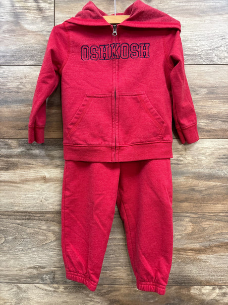 Oshkosh 2pc Full Zip Hoodie & Joggers Red sz 24m - Me n Mommy To Be