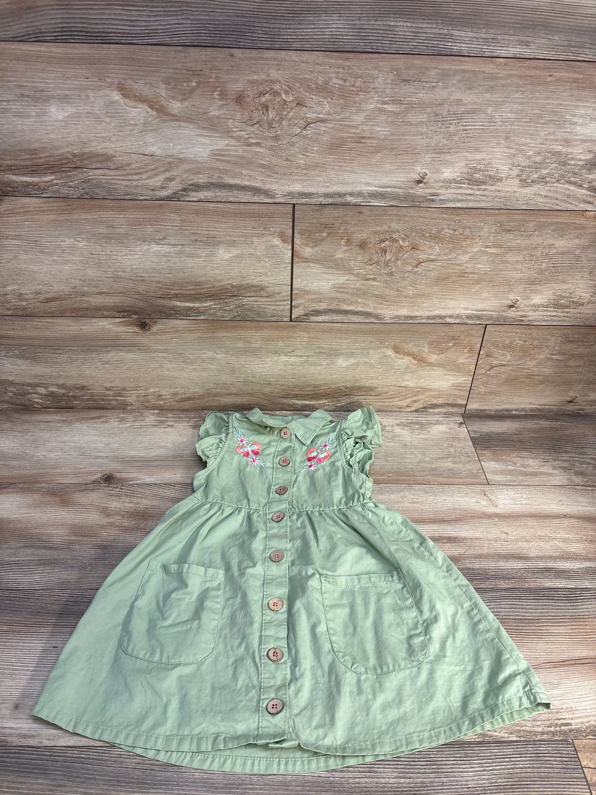 Penelope Mack Floral Embroidered Dress Green sz 4T - Me n Mommy To Be