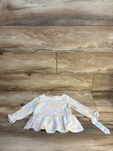 NEW Cat & Jack Tie-Dye Waffle Knit Peplum Top White sz 2T