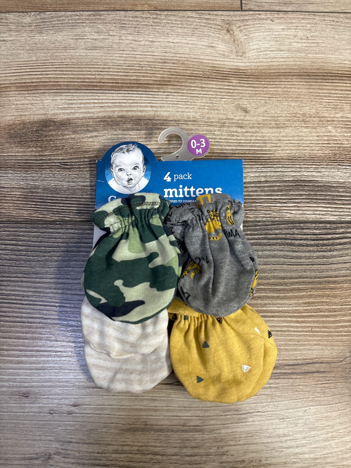 NEW Gerber 4pk No Scratch Mittens sz 0-3m