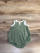 Cat & Jack Ribbed Henley Bubble Romper Green sz 0-3m