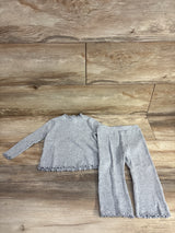 Old Navy 2pc Ribbed Lettuce Trim Shirt & Bottoms Set Grey sz 12-18m