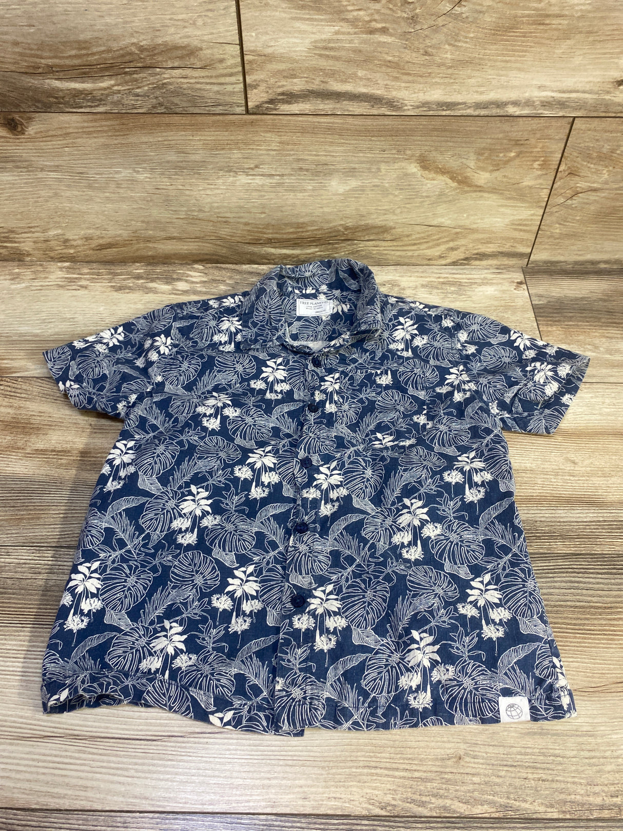Free Planet Button Up Shirt Blue sz 4T