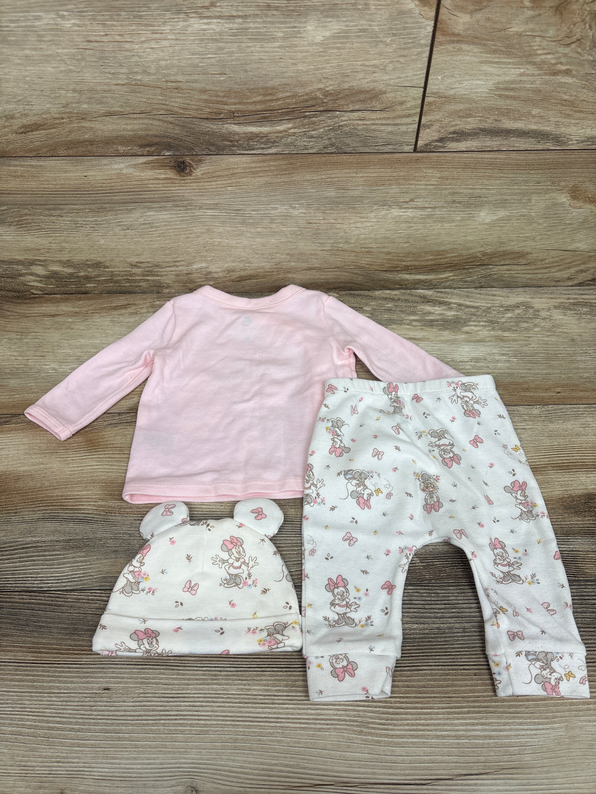 Disney Baby 3pc Minnie Mouse Kimono Shirt, Pants, & Hat Set Pink sz 0-3m