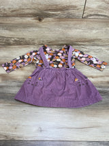 Carter's 2pc Floral Shirt & Corduroy Suspender Skirt Brown/Purple sz 18m