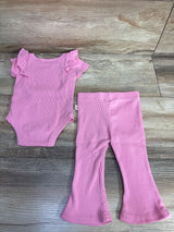 Baybe Bee 2pc Ribbed Bear Bodysuit & Pants Set Pink sz Newborn