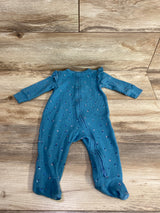 Carter's Waffle Knit Floral Sleeper Teal sz 6m