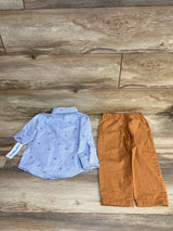NEW Carter's 2pc Paper Airplanes Button Up Shirt & Pants Blue sz 3T