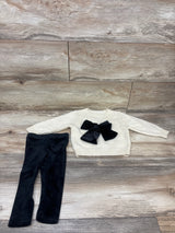 2pk Knit Velvet Bow Sweater & Pants Set Beige sz 12m