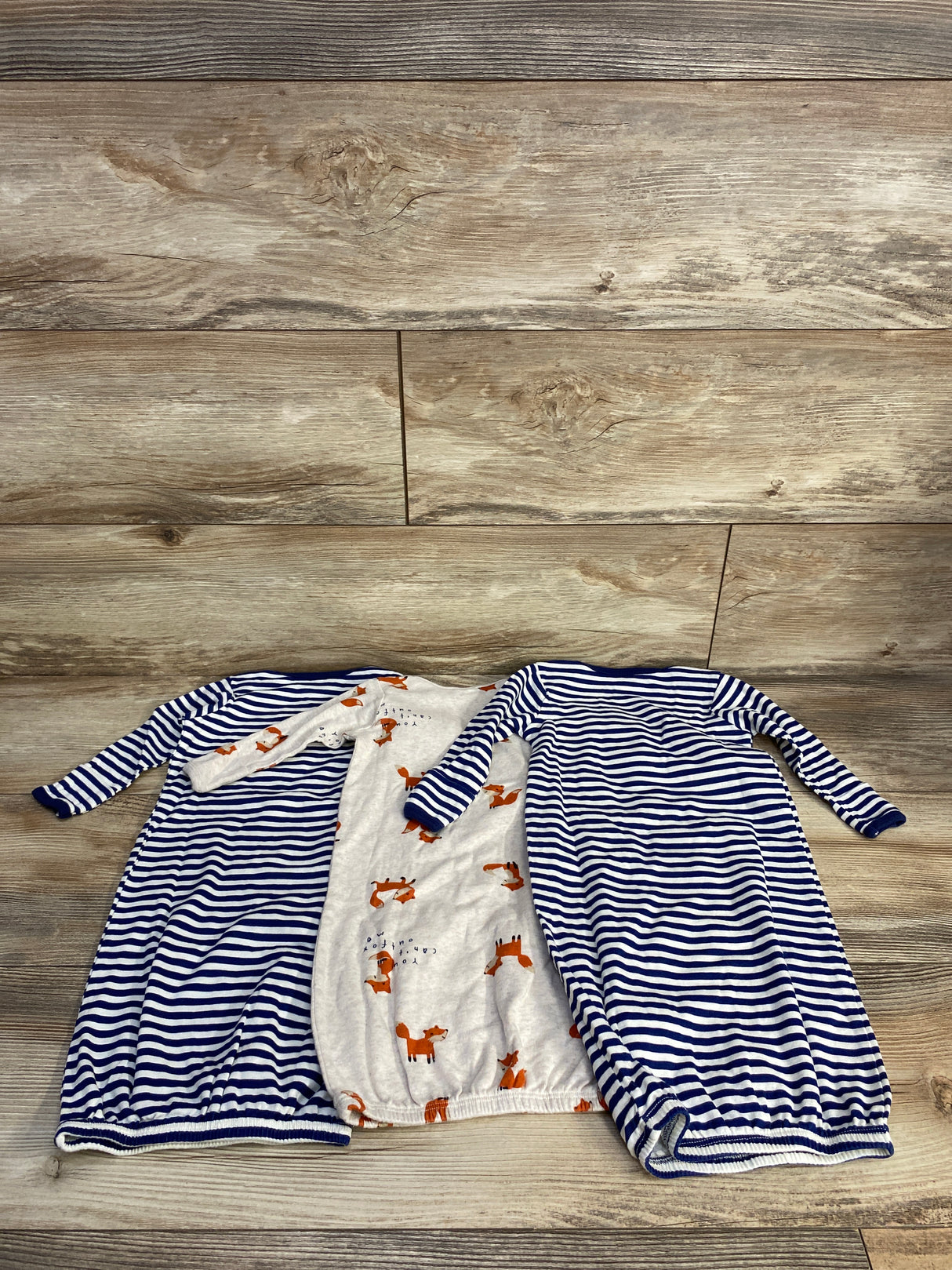 Gerber 3pk Fox Gowns Navy sz 0-6m