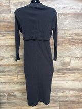 Old Navy Rib-Knit Long Sleeve Nursing Dress Black sz Medium