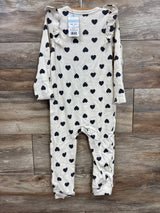 NEW Cat & Jack Ruffled Heart Print Coverall Cream sz 24m