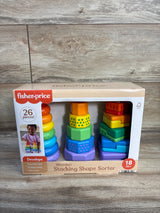 NEW Fisher Price Wooden Stacking Shape Sorter 26pc