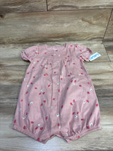 NEW Carter's Strawberry Print Button-Front Shortie Romper Pink sz 24m