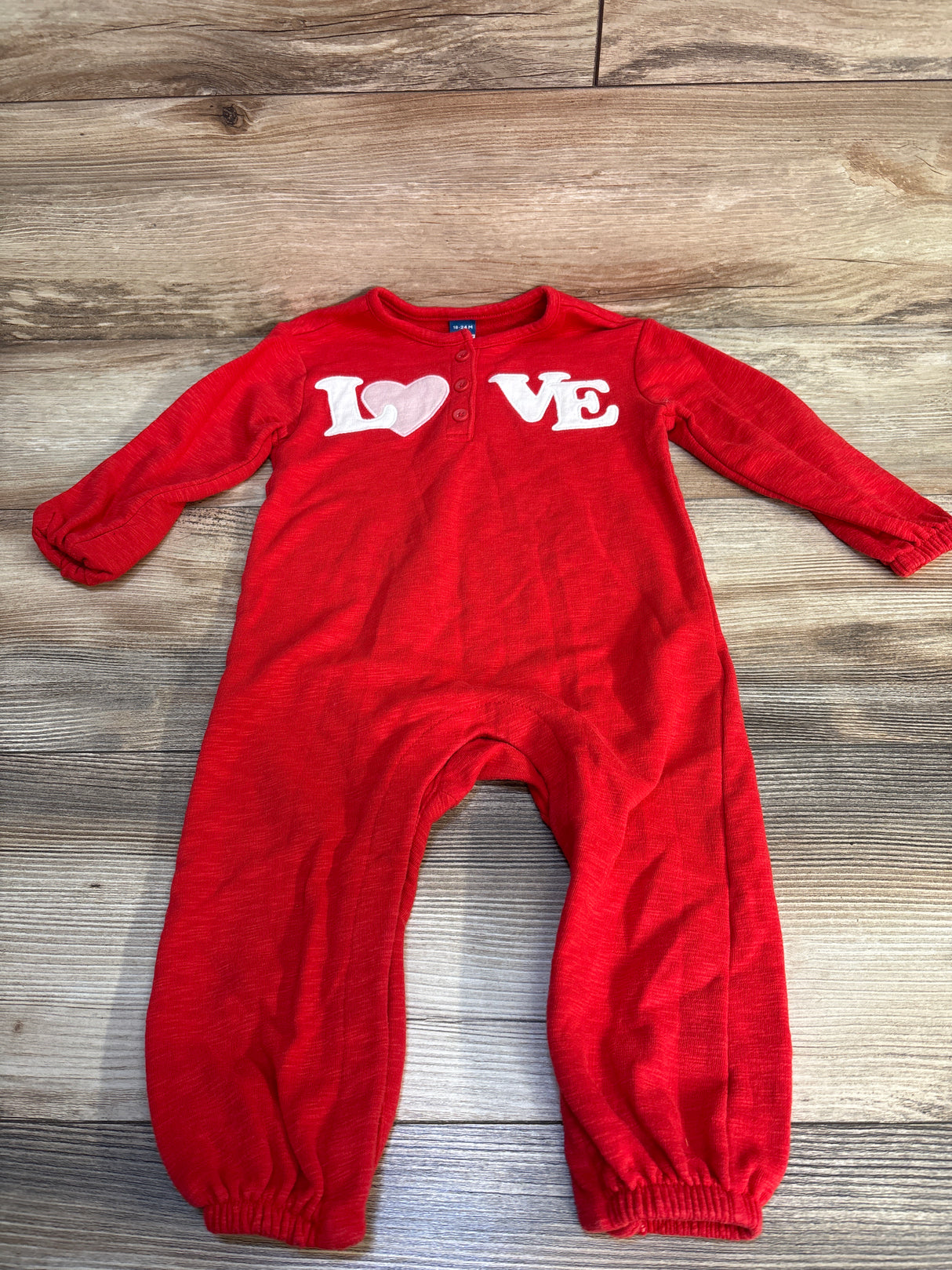 Old Navy Love Henley Knit Coverall Red sz 18-24m