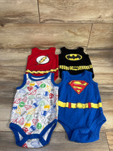 Justice League 4pk Tank Bodysuits Blue sz 3/6m