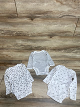 Simple Joys 3pk Elephant Print Bodysuits White sz Newborn