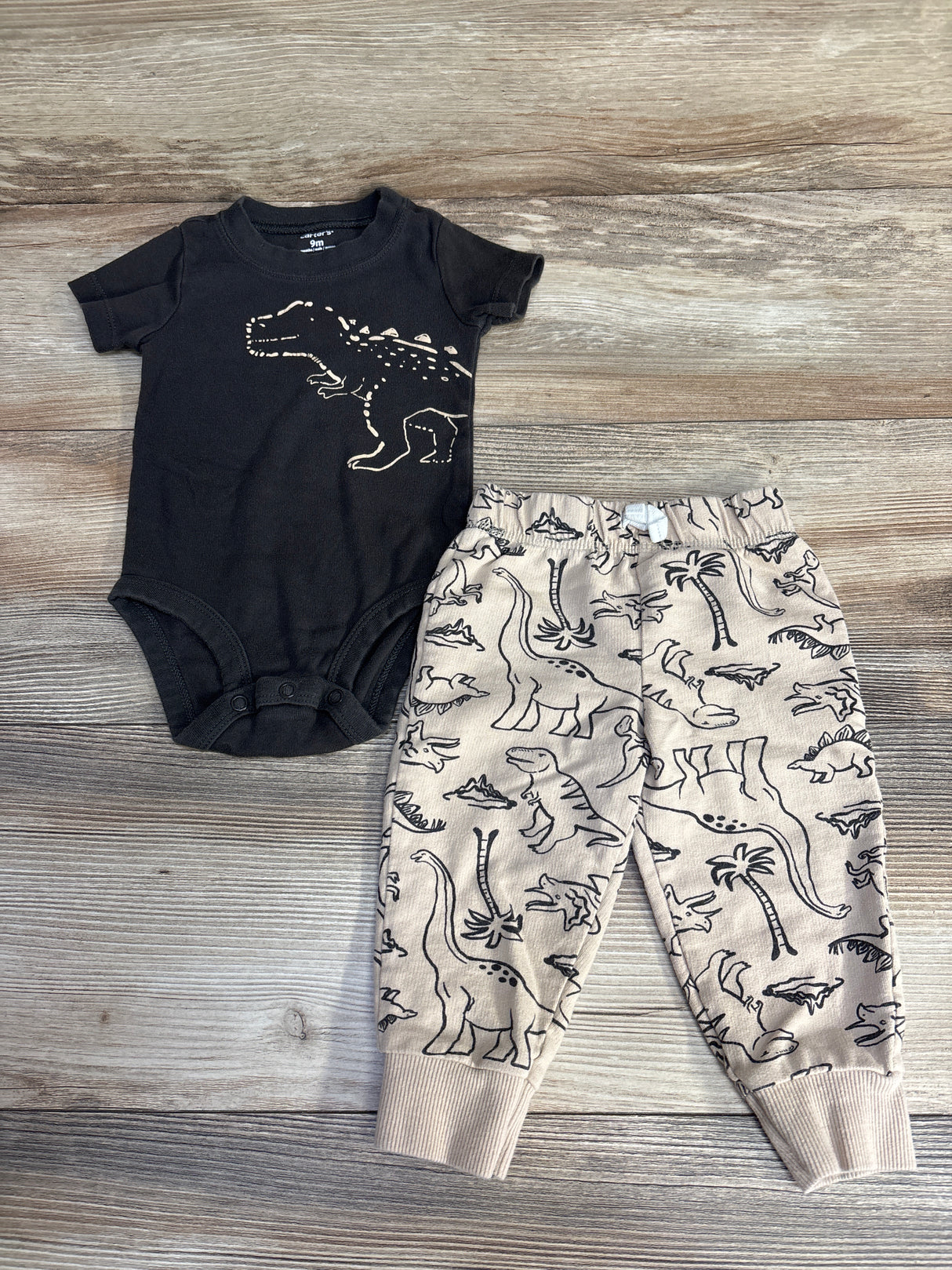 Carter's 2pc Dinosaur Bodysuit & Pants Grey sz 9m