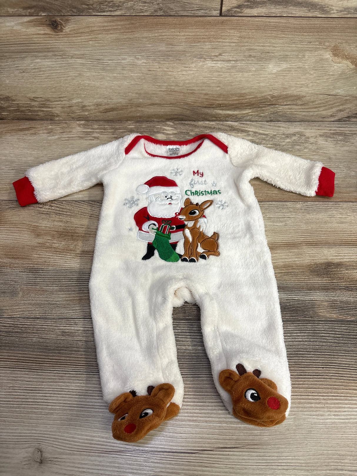 Rudolph The Red Nose Reindeer Plush My First Christmas Sleeper Ivory sz 3m
