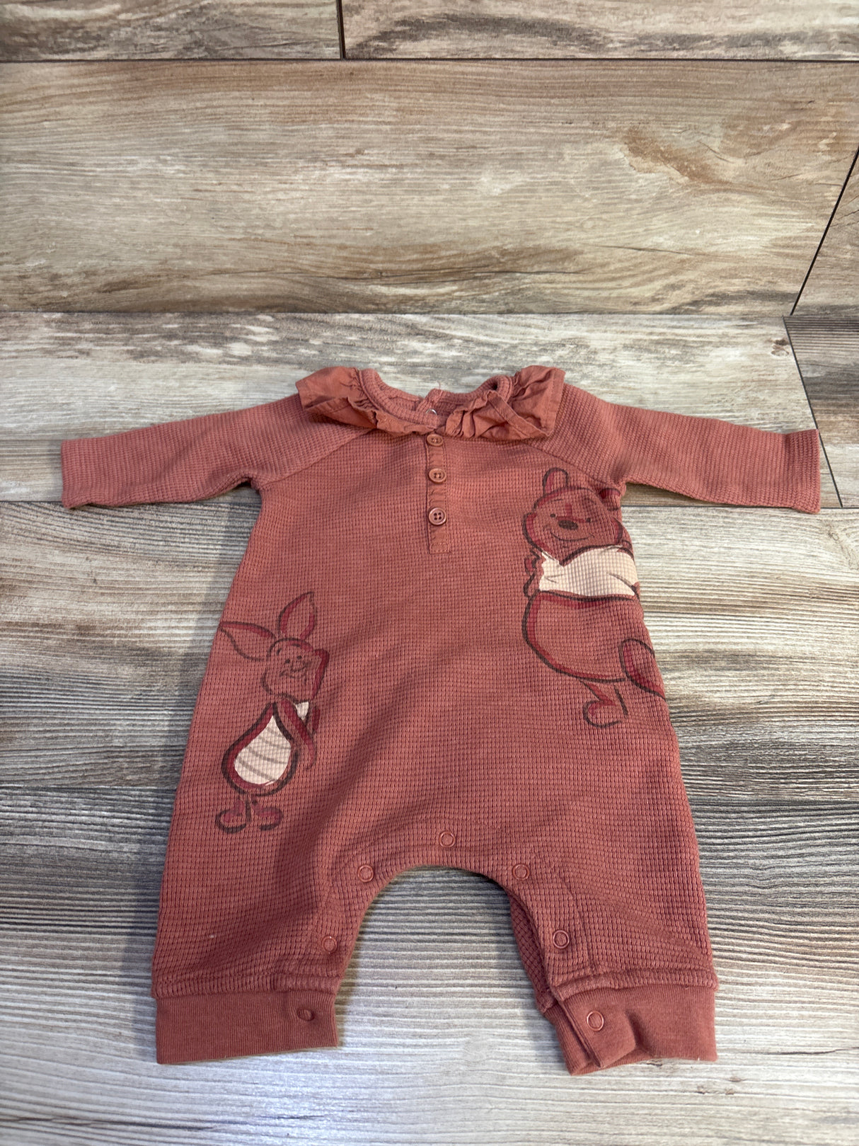 Disney Baby Waffle Knit Winnie The Pooh Coverall Rust sz 0/3m
