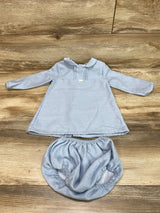 Babidu Blue Long Sleeve Dress & Bloomers sz 24m