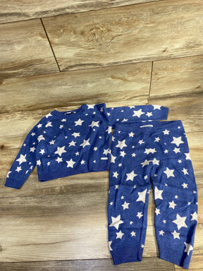 Blue toddler sweater and pants set with white star print, kids resale clothing
