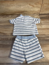 Calvin Klein 2pc Striped Polo Shirt & Shorts Set White sz 3/6m