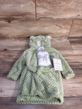 NEW Modern Baby 4pc Plush Robe & Washcloth Set Green sz 0-9m