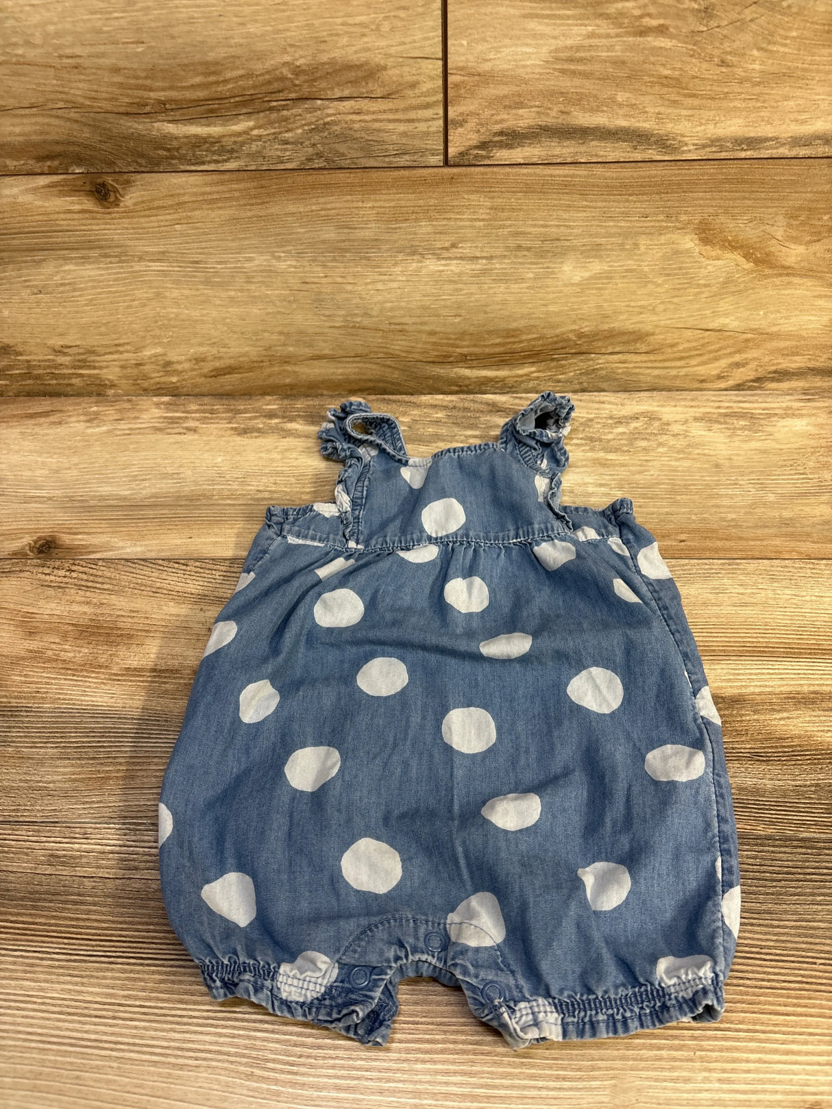Carter's Polka Dot Chambray Shortie Romper Blue sz 18m