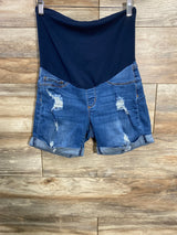 SONG Maternity Blue Full Panel Denim Shorts sz Small