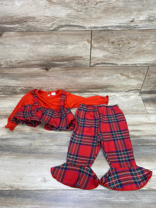 2pc Ribbed Plaid Top & Pants Red sz 12-18m - Me n Mommy To Be