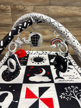 Black and White Baby Gym Play Mat with 6 Toys