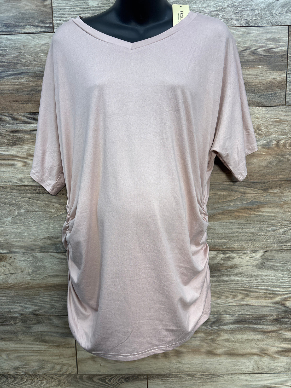 NEW Ekouaer Maternity Ruched Shirt Pink sz XXL