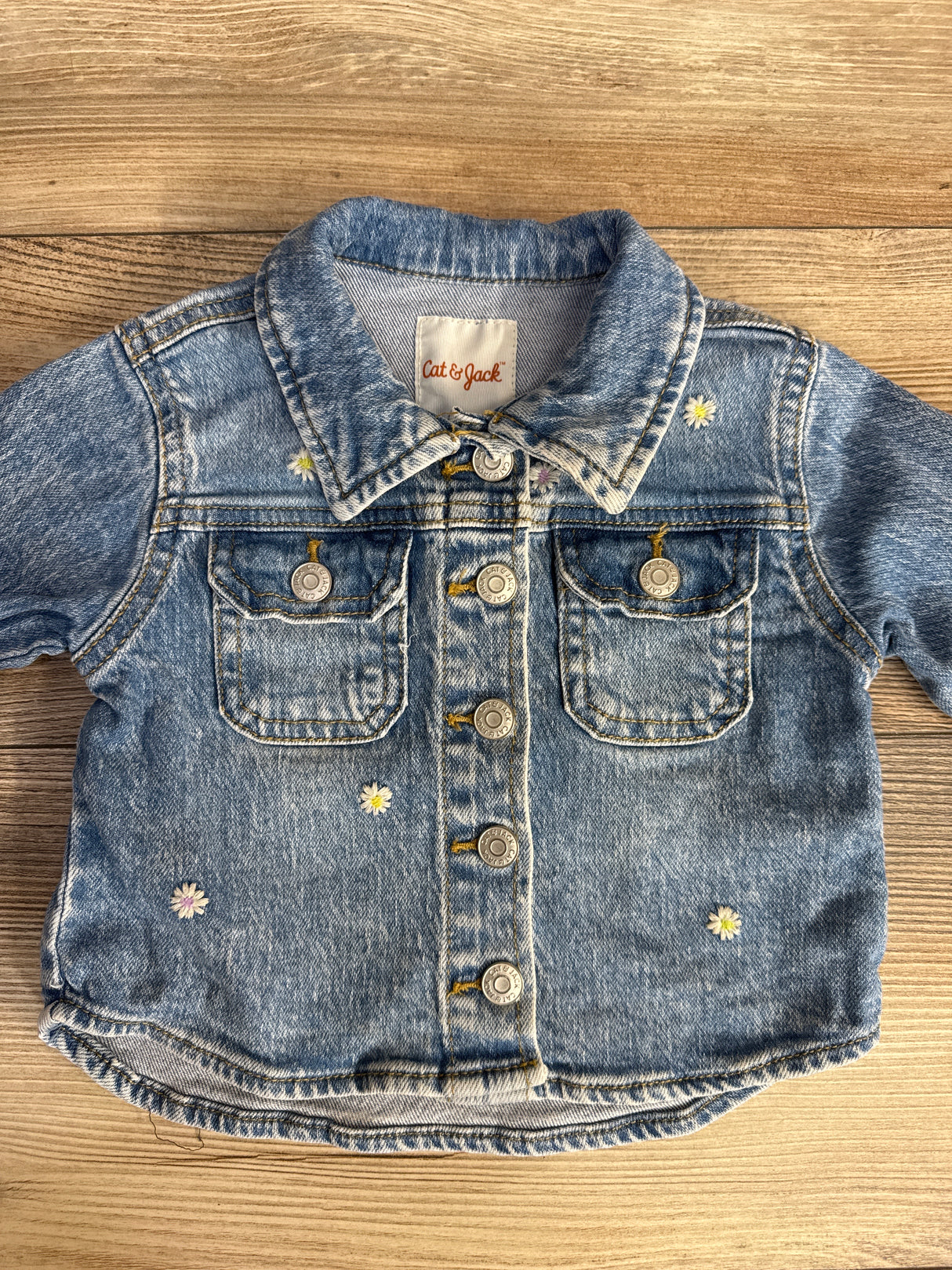 Cat & Jack Daisy Embroidered Denim Jacket Blue sz 18m