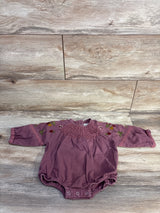 Shirley Bredal Embroidered Cotton Bubble Romper Mauve sz 3-6m