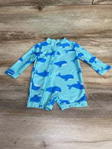 Just One You Whale Print Rashguard Swimsuit Blue sz 6m