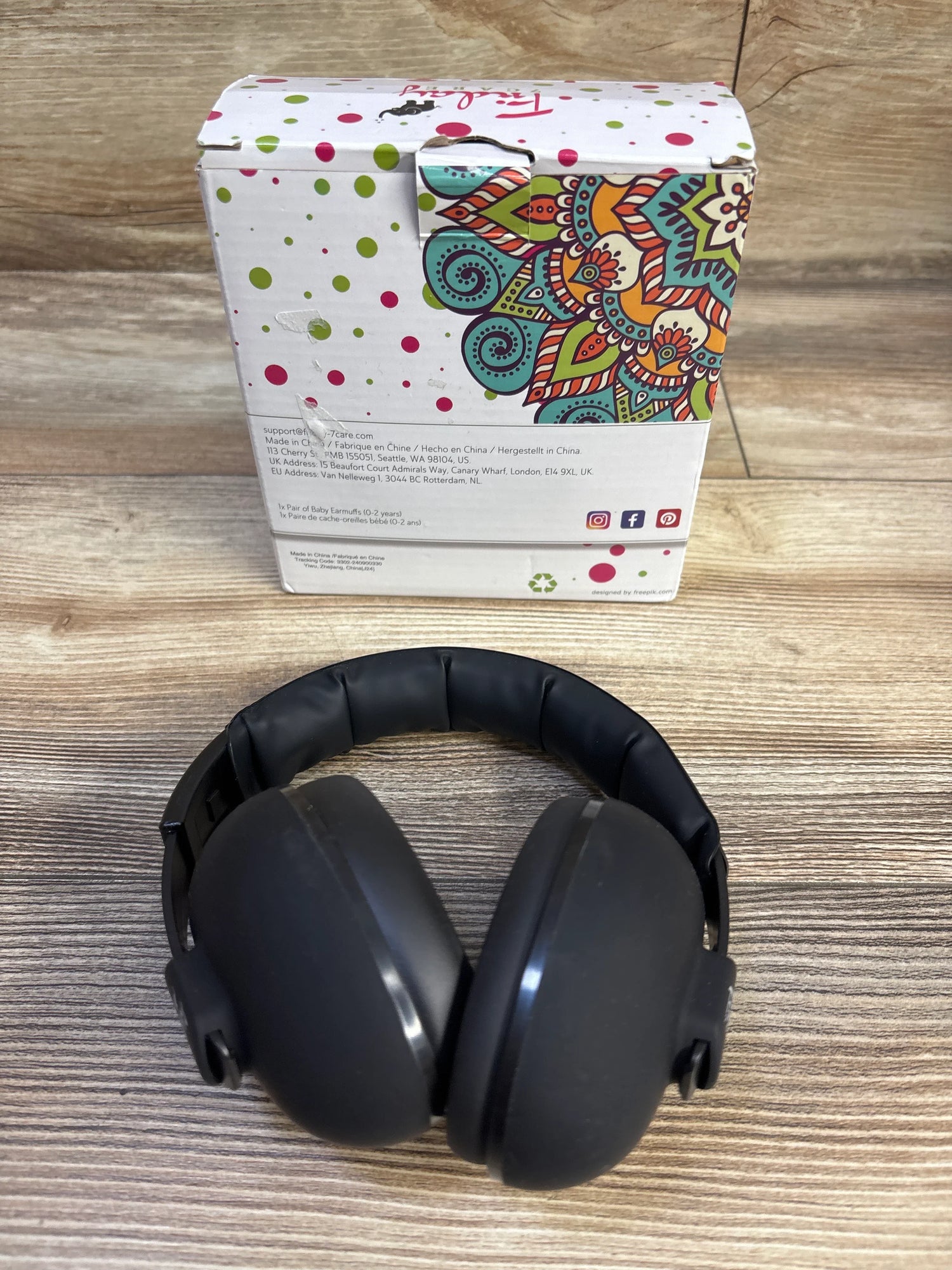 Friday 7Care Baby Protection Earmuffs - Black 0-3T