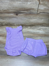 Cat & Jack 2Pc Ruffle Bodysuit & Shorts Purple sz 3-6m