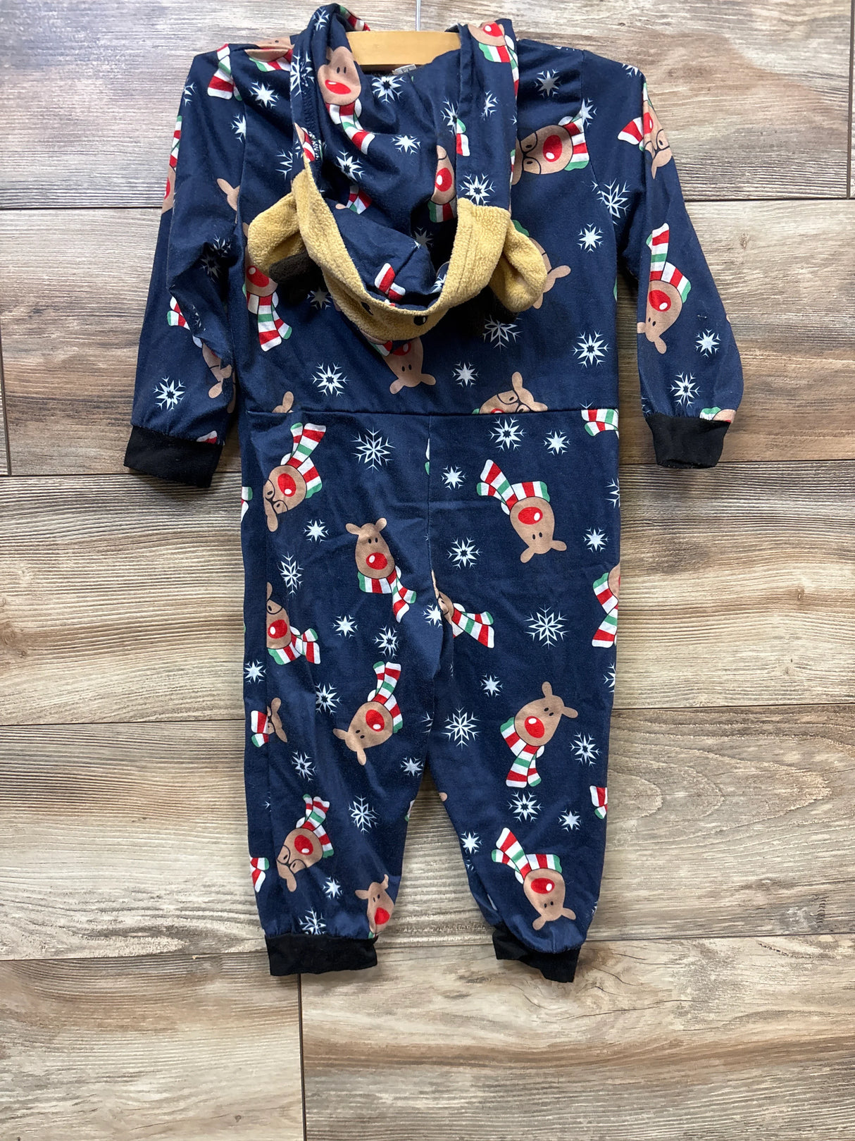 Red Nose Reindeer Christmas Hooded Coverall Navy sz 2T