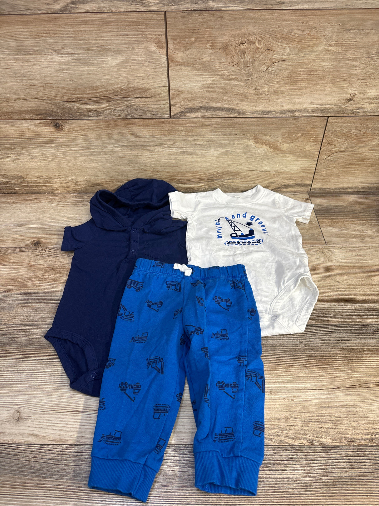 Carter's 3pc Hooded Bodysuit Set Navy sz 12m