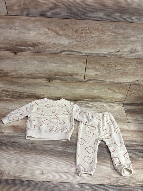 Cloud Island 2pc toast print modal sweatshirt and joggers set in tan for size 18m
