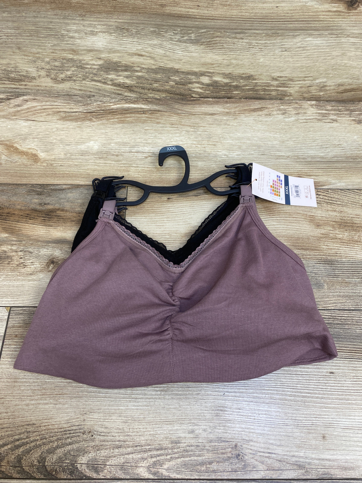 NEW Joyspun 2pk Wire Free Nursing Bralette Black/Purple sz XXXL