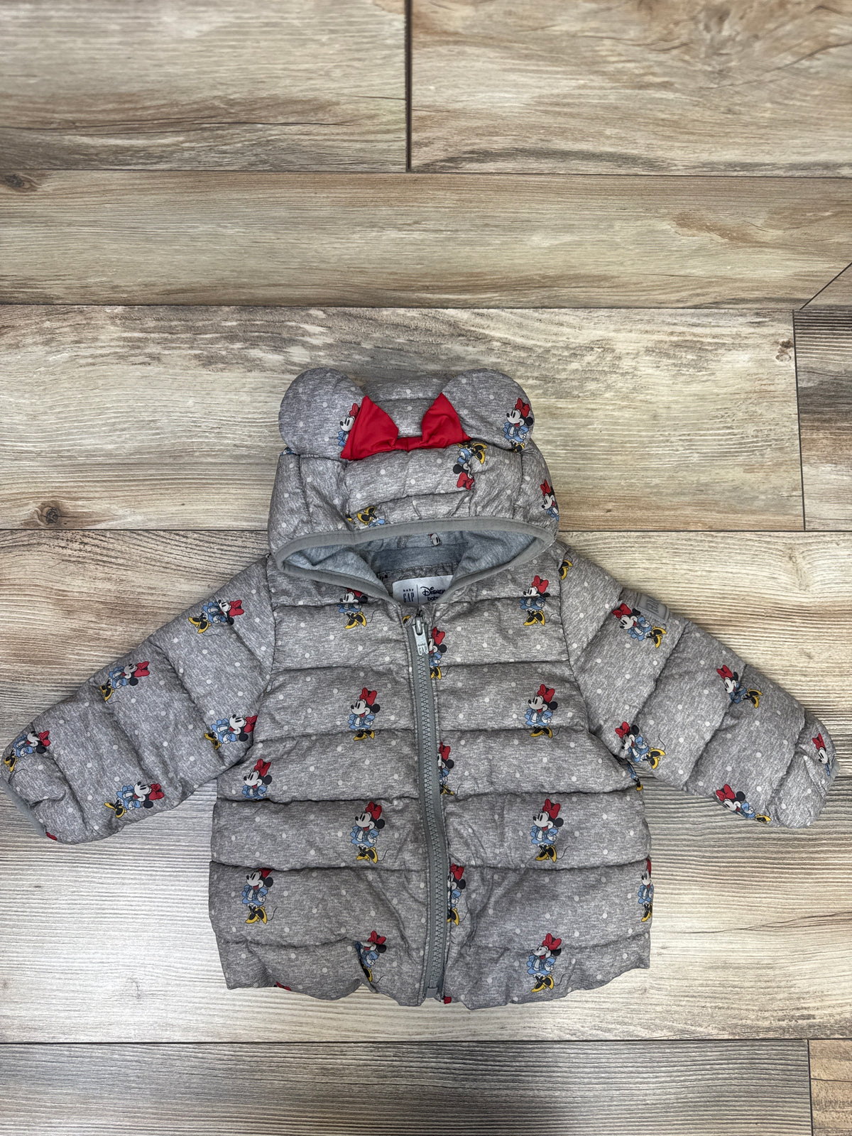 Baby Gap x Disney Minnie Mouse Puffer Jacket Grey sz 12-18m
