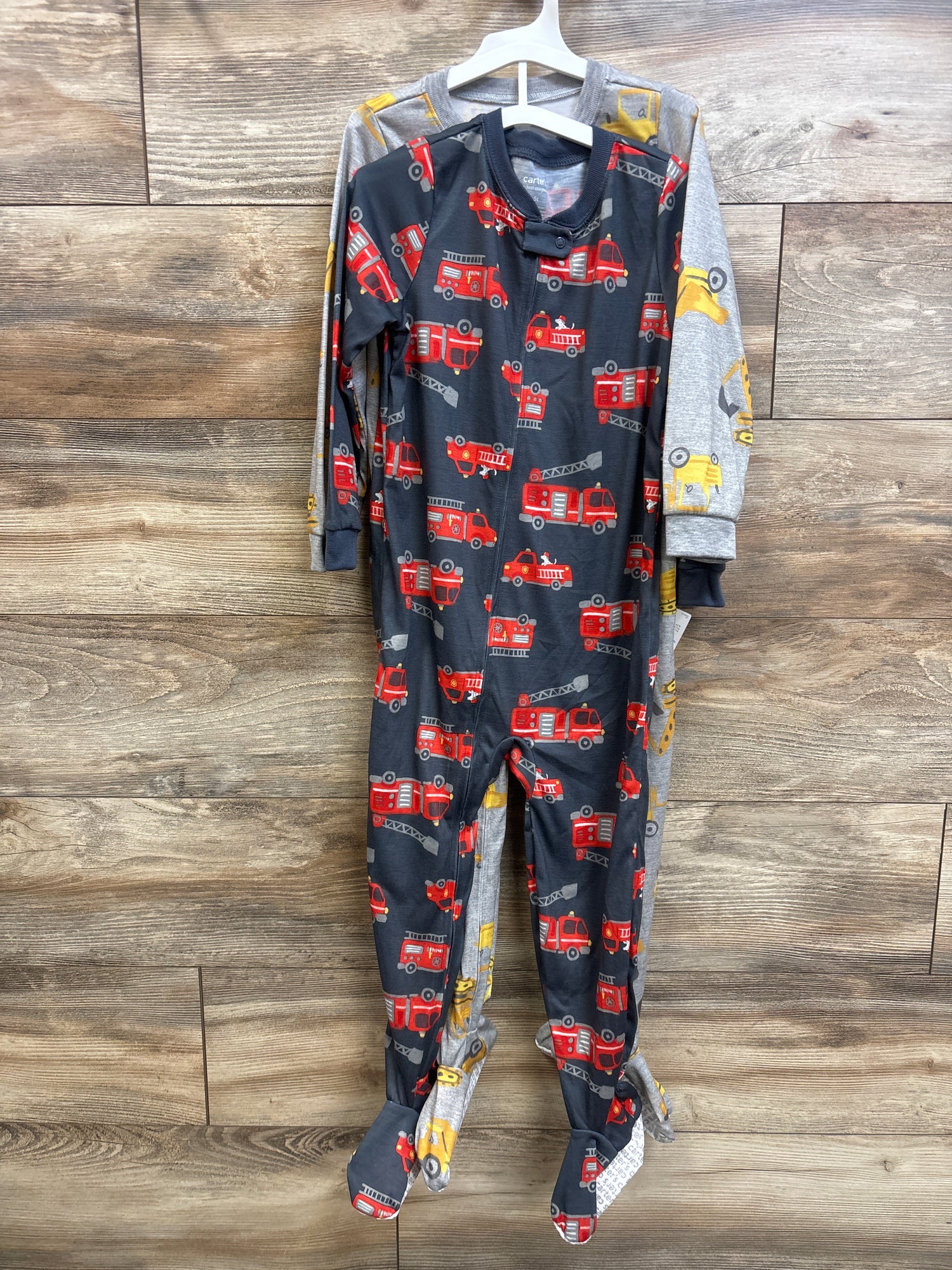 NEW Just One You 2Pk Sleepers Fire Trucks Grey sz 5T