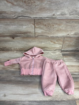 2pc Textured Full Zip Jacket & Bottoms Set Rose Gold sz 3-6m