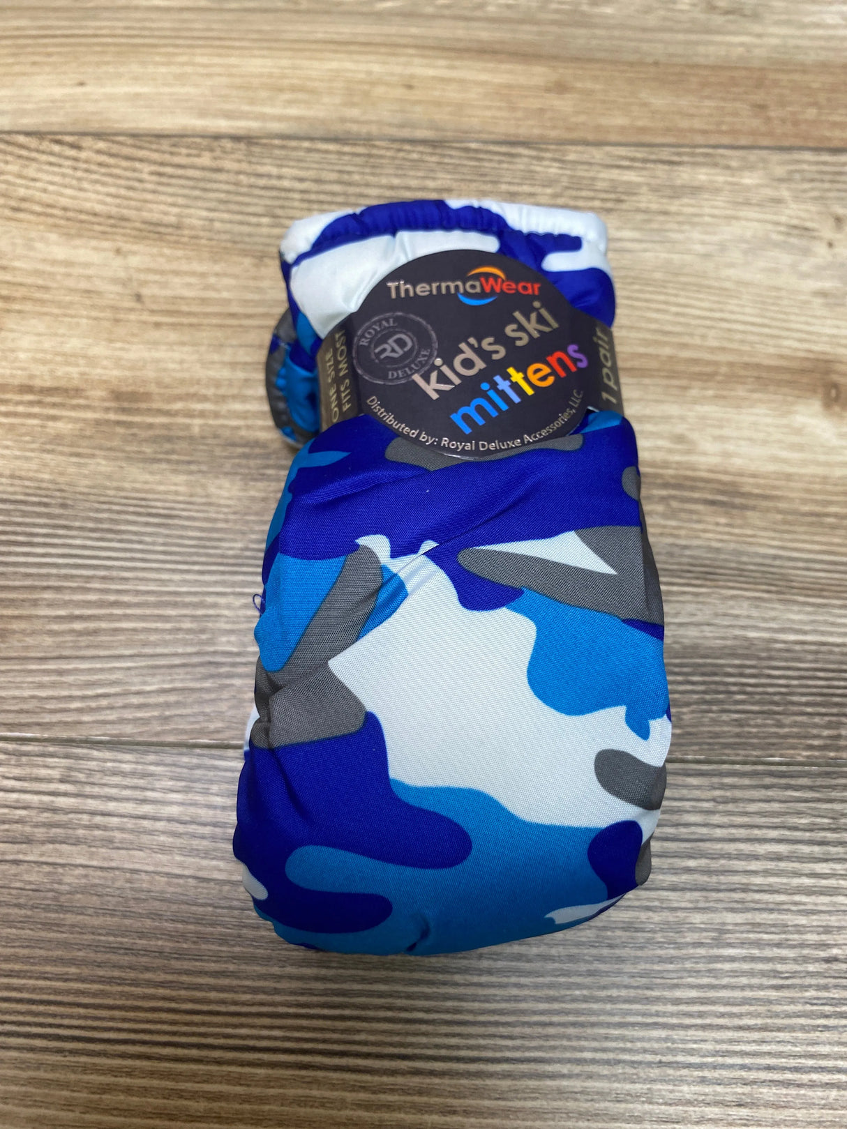 NEW ThermaWear Kid's Ski Blue Camo Mittens OSFM (1-3Y)