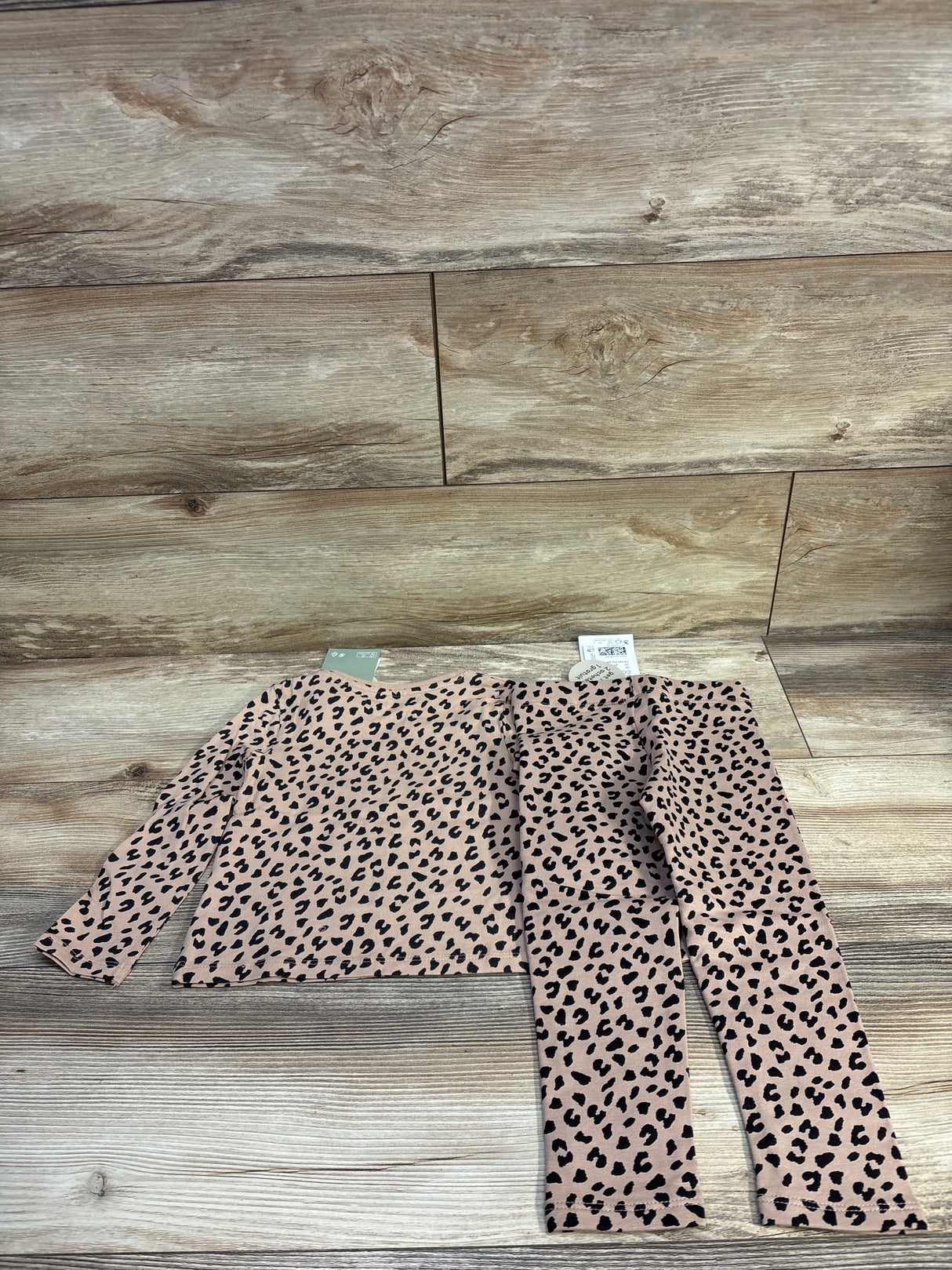 NEW H&M 2pc Leopard Print Shirt & Lined Leggings Brown sz 2T