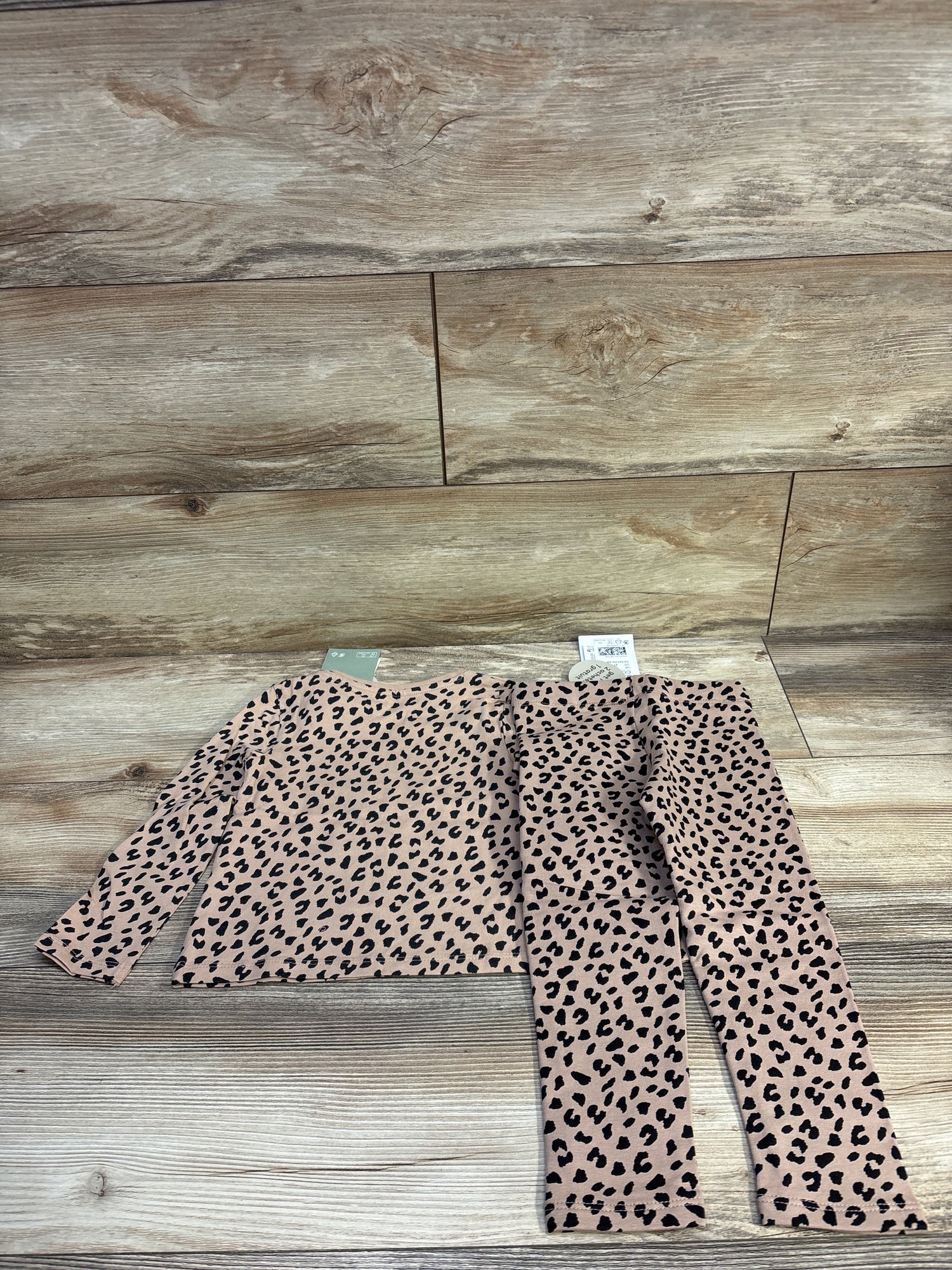 NEW H&M 2pc Leopard Print Shirt & Lined Leggings Brown sz 2T