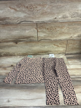 NEW H&M 2pc Leopard Print Shirt & Lined Leggings Brown sz 2T