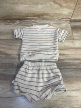 Little Planet Organic 2pc Striped Shirt & Short Set Beige sz 3m